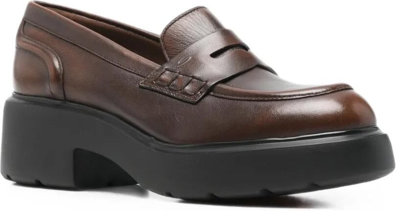 Santoni Leren loafers Bruin - Foto 3