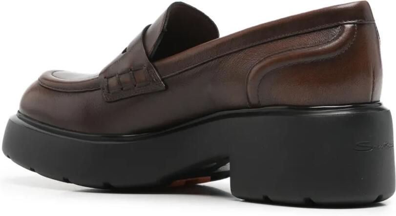 Santoni Leren loafers Bruin - Foto 2
