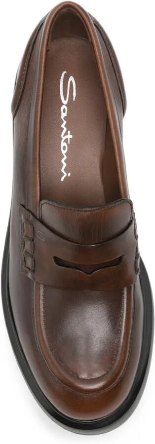 Santoni Leren loafers Bruin - Foto 4