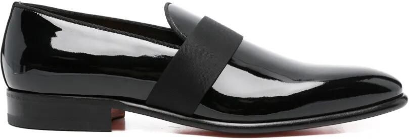 Santoni Leren loafers met bandje Zwart