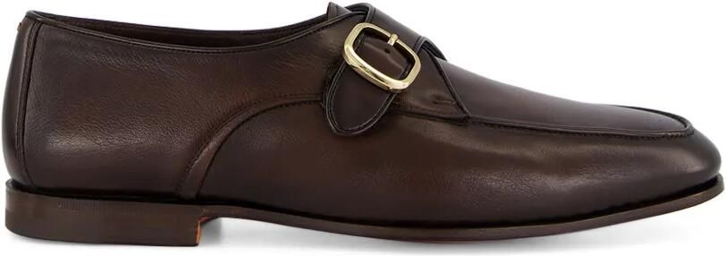 Santoni Leren loafers met gesp Bruin