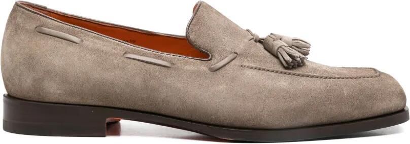 Santoni Leren loafers met kwastje Grijs