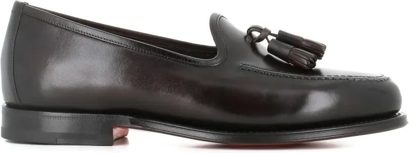 Santoni Leren loafers met kwastjes Bruin