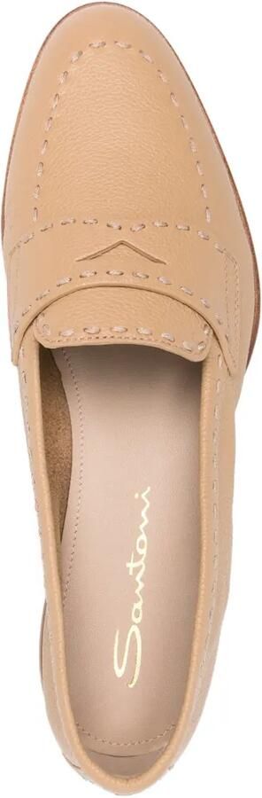 Santoni Leren loafers met stiksel Beige - Foto 4