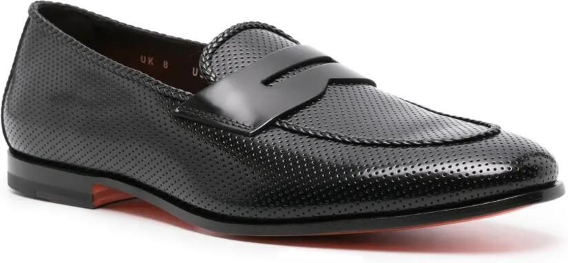 Santoni Leren loafers Zwart - Foto 2