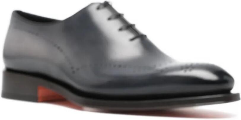 Santoni Leren Oxford schoenen Blauw - Foto 3