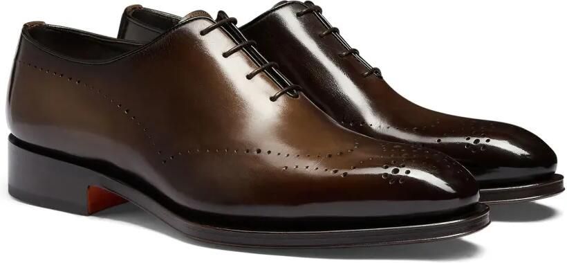 Santoni Leren Oxford schoenen Bruin - Foto 3