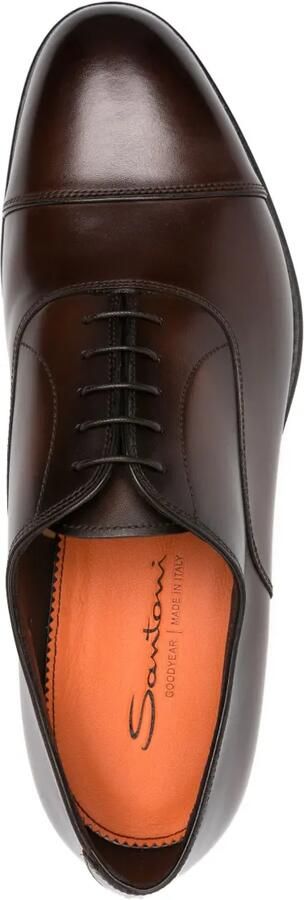 Santoni Leren Oxford schoenen Bruin - Foto 4