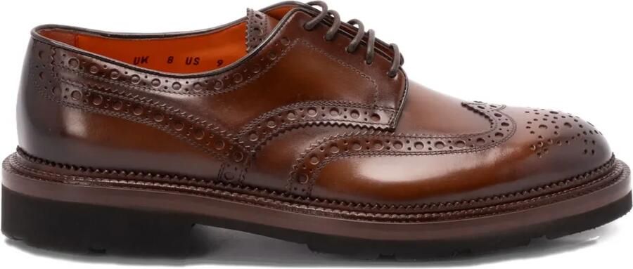 Santoni Leren Oxford schoenen Bruin
