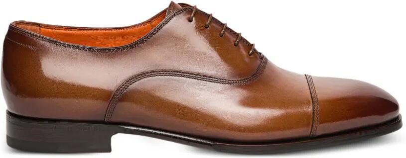 Santoni Leren Oxford schoenen met neuskap Bruin - Foto 3