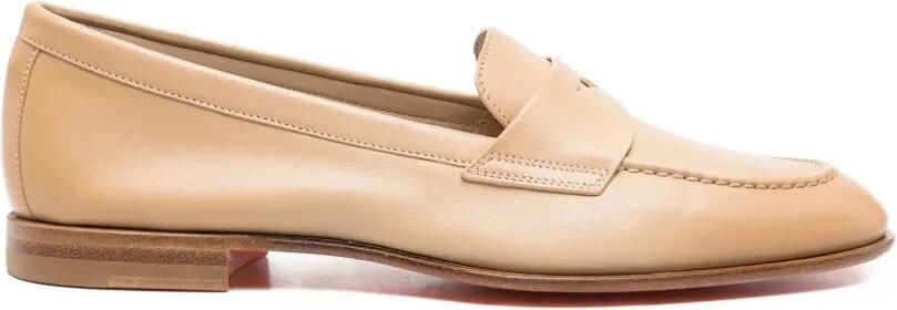 Santoni Leren penny loafers Beige