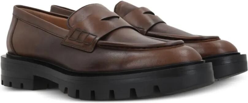 Santoni Leren penny loafers Bruin - Foto 4
