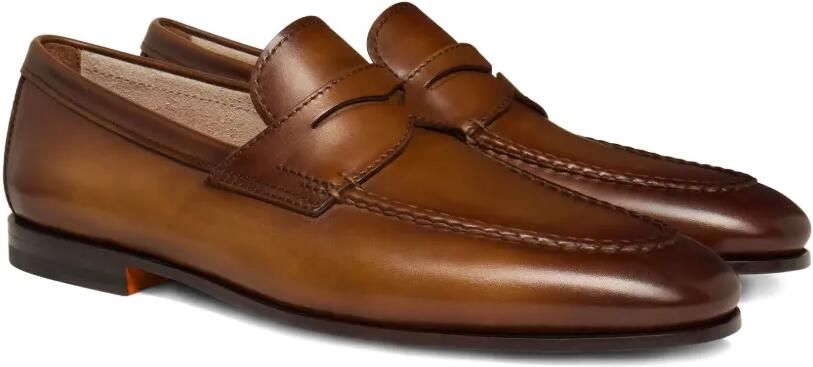 Santoni Leren penny loafers Bruin - Foto 5