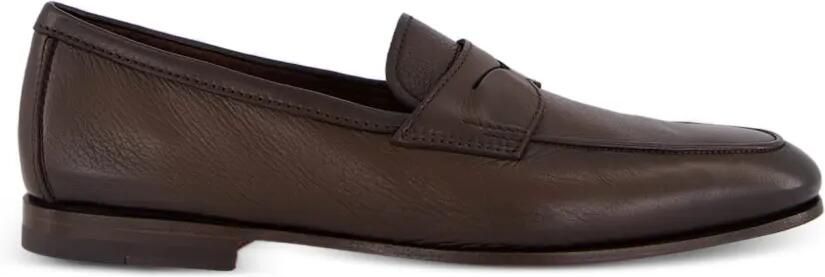 Santoni Leren penny loafers Bruin