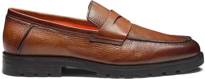 Santoni Leren penny loafers Bruin