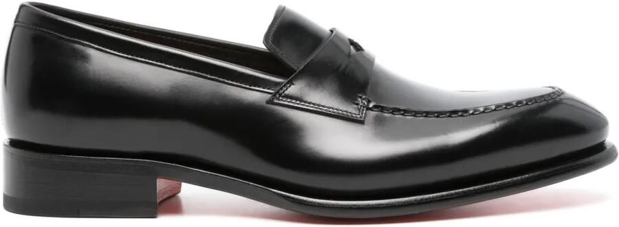 Santoni Leren penny loafers Zwart