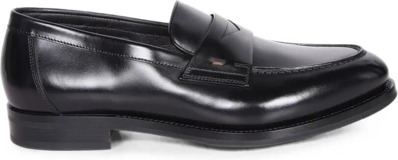 Santoni Leren penny loafers Zwart