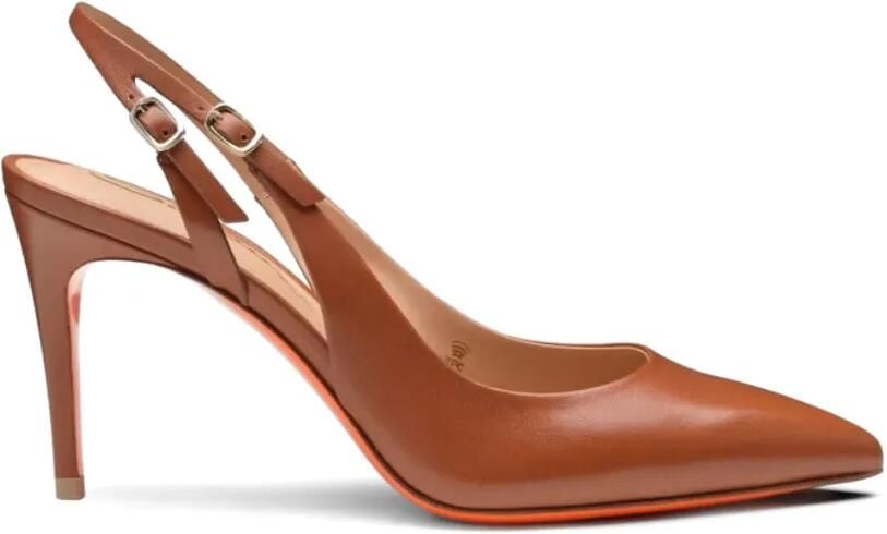 Santoni Leren slingback pumps Bruin