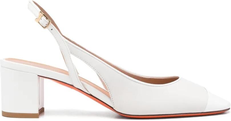 Santoni Leren slingback pumps Wit