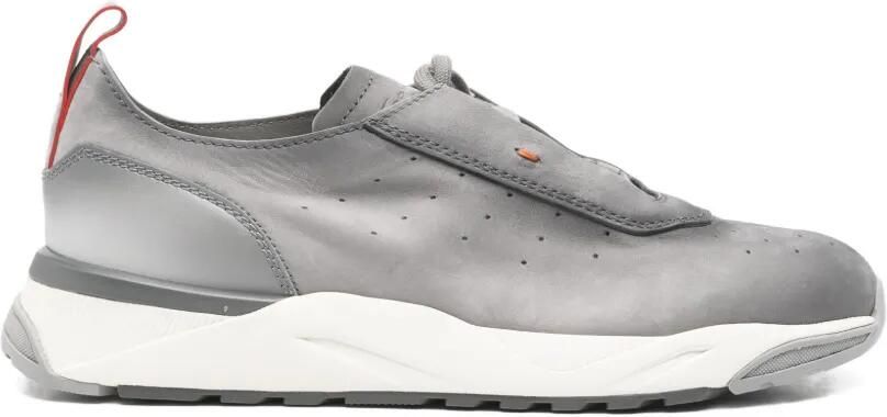 Santoni Leren sneakers met geperforeerde details Grijs