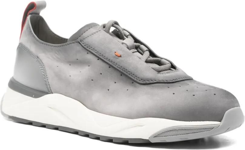 Santoni Leren sneakers met geperforeerde details Grijs - Foto 2