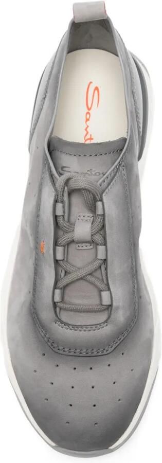 Santoni Leren sneakers met geperforeerde details Grijs - Foto 3