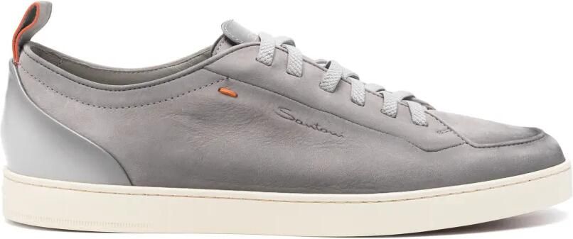 Santoni Leren sneakers met logo-reliëf Grijs