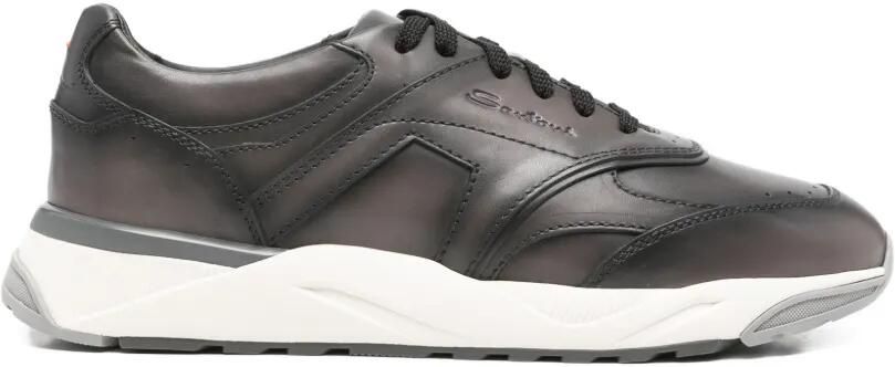 Santoni Leren sneakers met vlakken Bruin