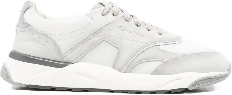 Santoni Leren sneakers met vlakken Grijs
