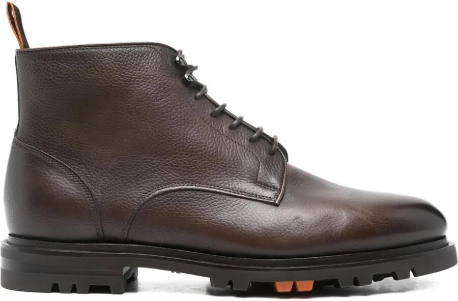 Santoni Leren veterlaarzen Bruin