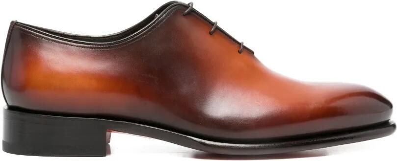 Santoni Loafers met amandelvormige neus en veters Bruin