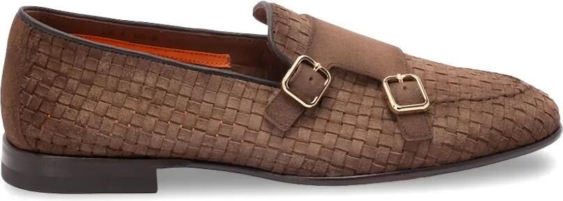 Santoni Loafers met dubbele gesp Bruin