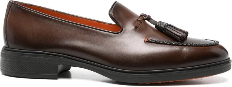 Santoni Loafers met gevlochten afwerking en kwastje Bruin