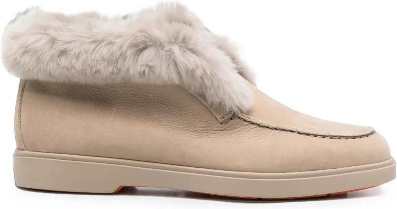Santoni Loafers met lammy afwerking Beige