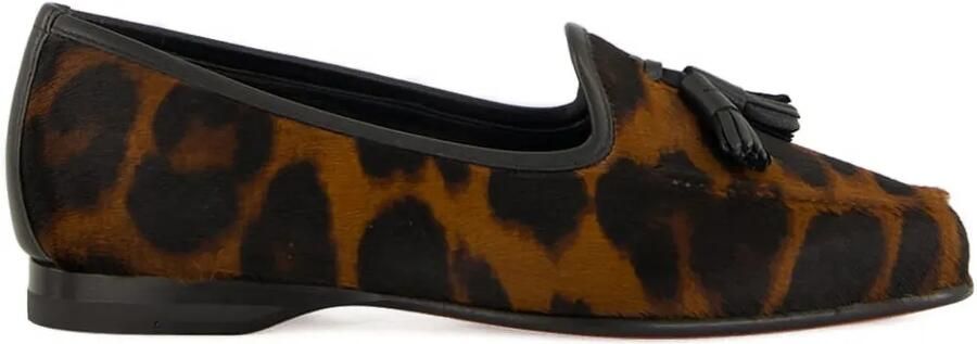 Santoni Loafers met luipaardprint en kwastje Bruin
