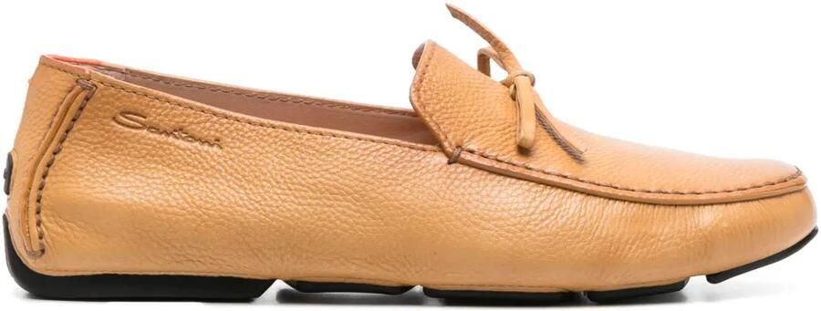 Santoni Loafers van bewerkt leer Beige