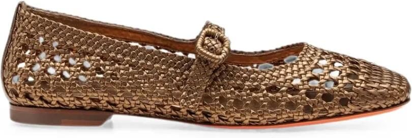 Santoni Metallic leren ballerina's Goud