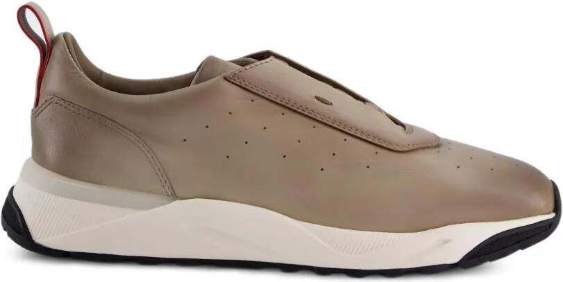 Santoni New Leas leren sneakers met geperforeerde details Beige