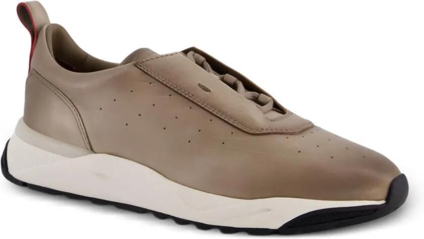Santoni New Leas leren sneakers met geperforeerde details Beige - Foto 2