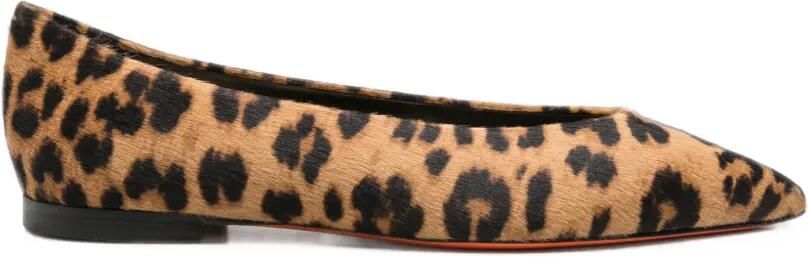Santoni Nora ballerina's met luipaardprint Beige