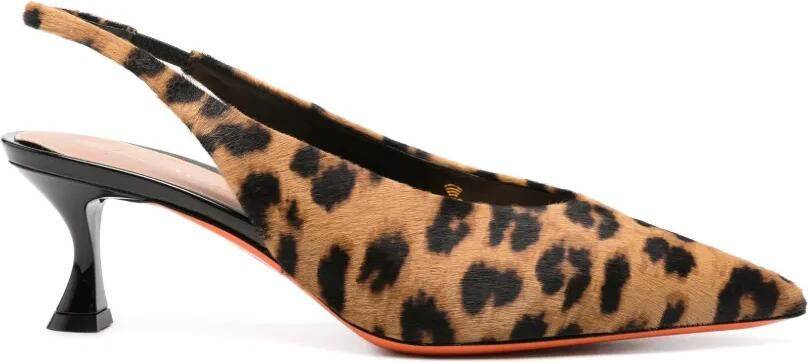 Santoni Nora slingback pumps met luipaard-print Bruin