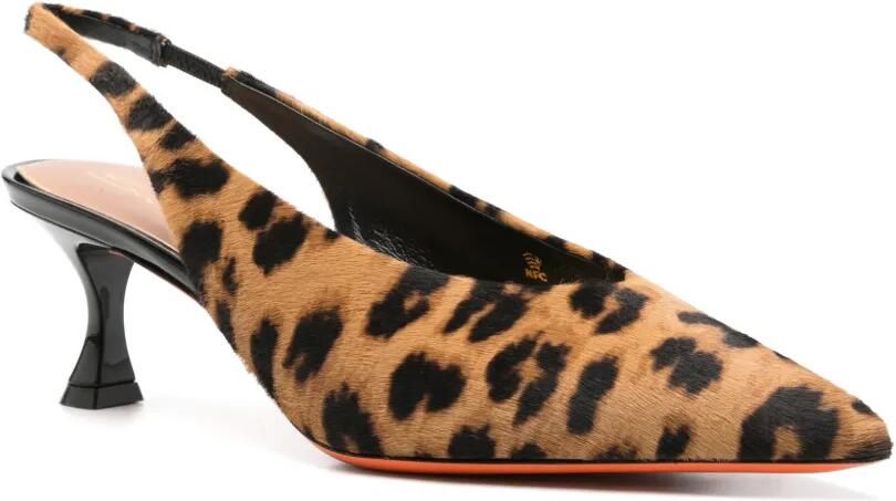 Santoni Nora slingback pumps met luipaard-print Bruin - Foto 3