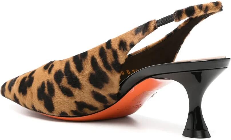 Santoni Nora slingback pumps met luipaard-print Bruin - Foto 2