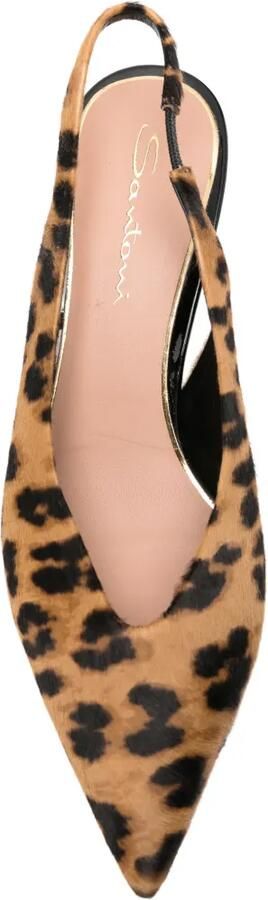 Santoni Nora slingback pumps met luipaard-print Bruin - Foto 4