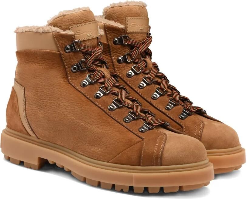 Santoni Nubuck wandellaarzen Bruin - Foto 4