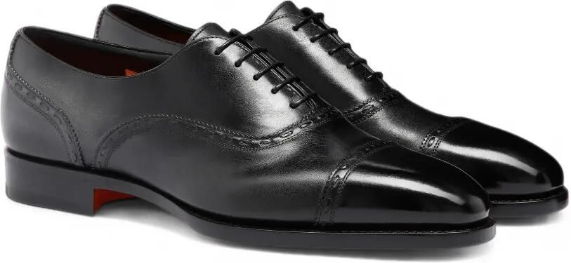 Santoni Oxford geperforeerde schoenen Zwart - Foto 4