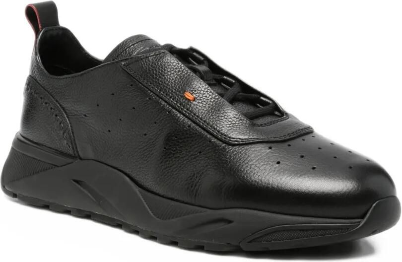 Santoni perforated panelled leather sneakers Zwart - Foto 2