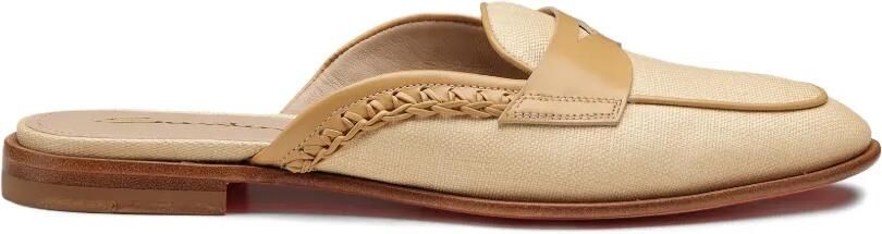 Santoni Platte muiltjes met leren afwerking Beige