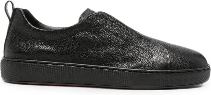 Santoni S-Victory leren slip-on sneakers met textuur Zwart