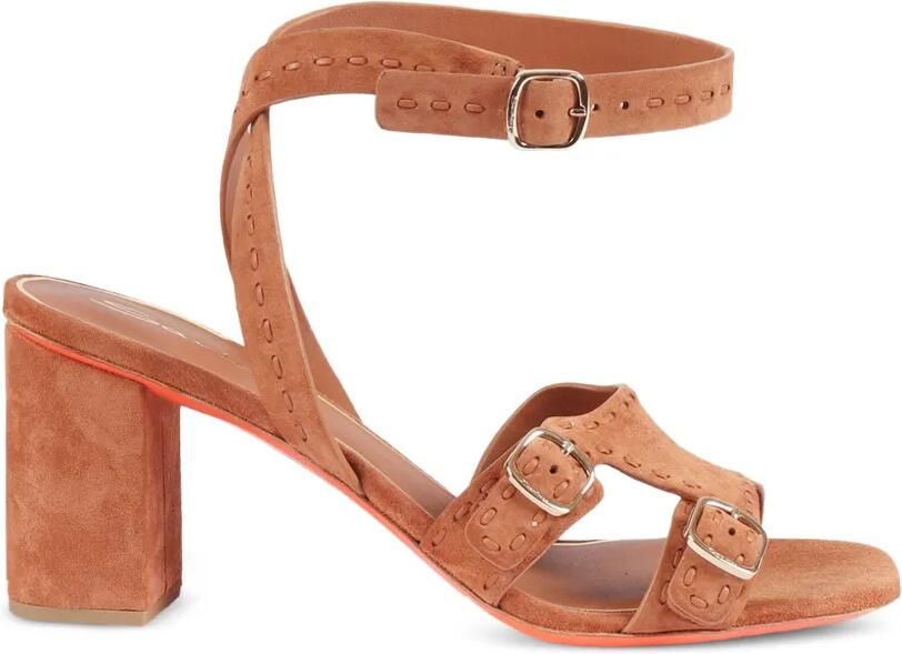 Santoni Sandalen met gespbandje en stiksels Bruin